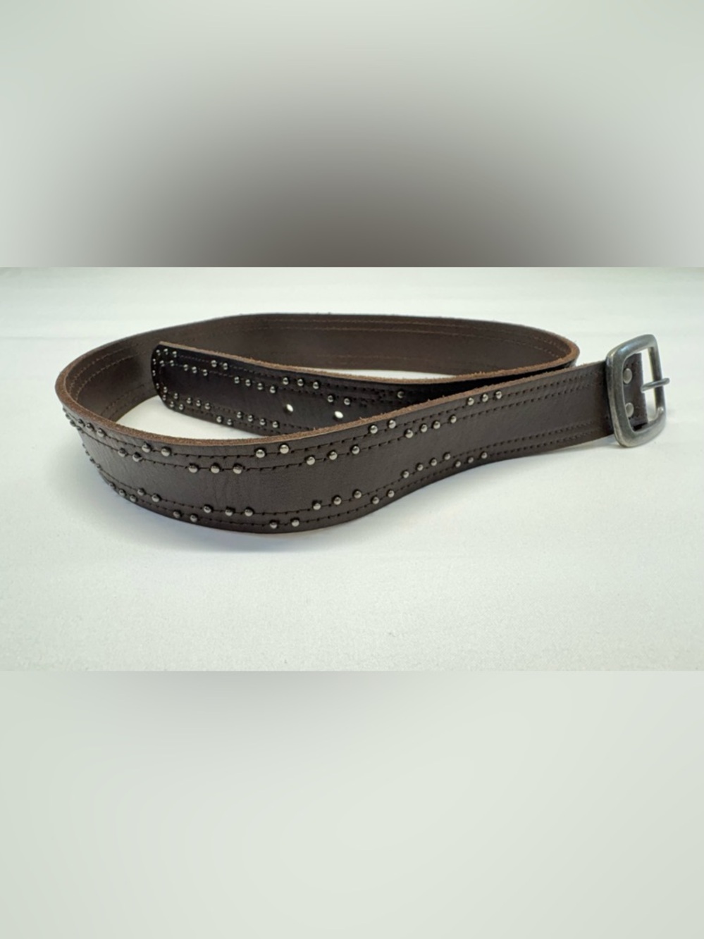 Bluenotes Genuine Leather Studded Belt - Dark Brown - Unisex Small